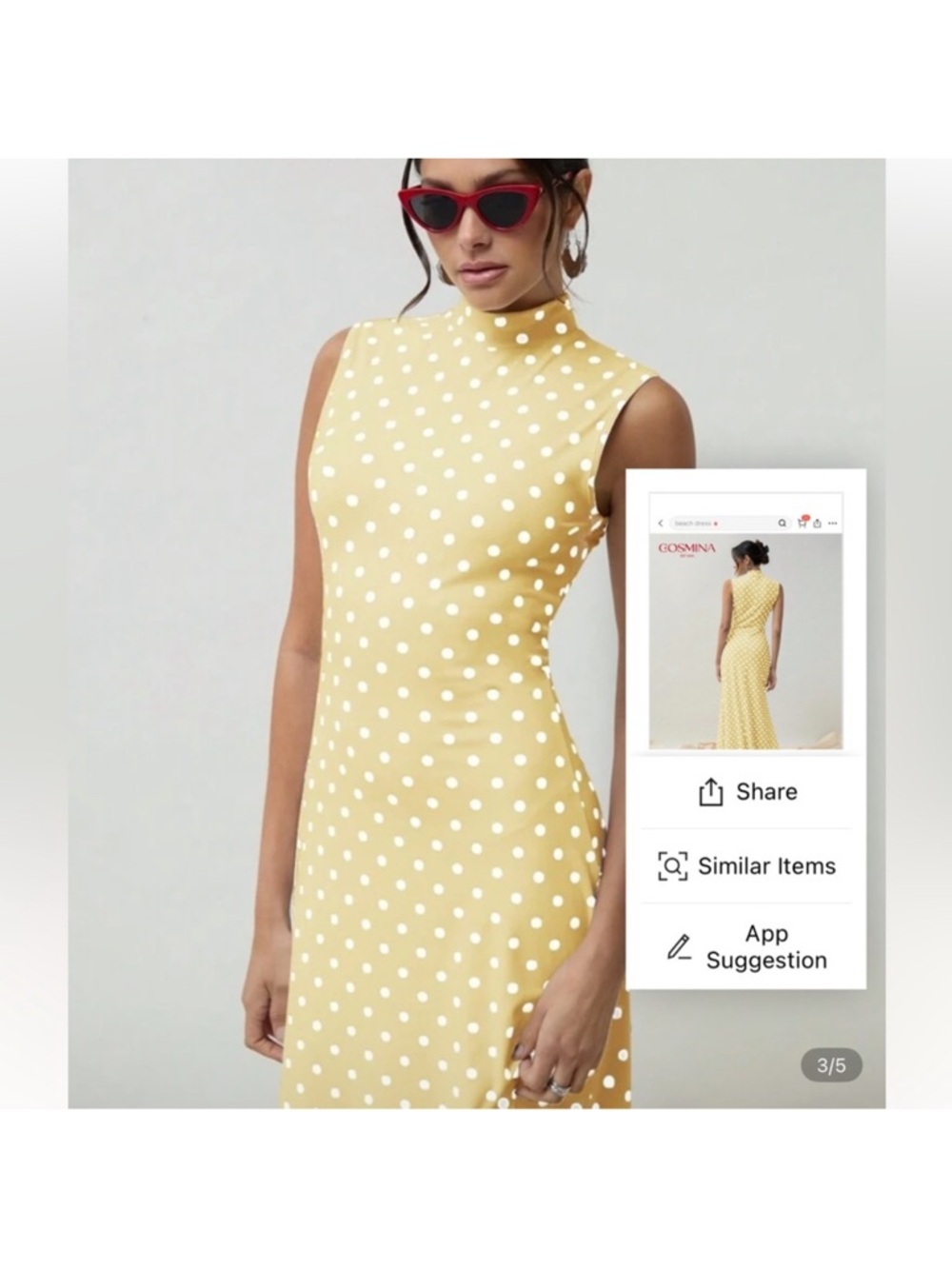 Elegant yellow polka dot Sleeveless Dress